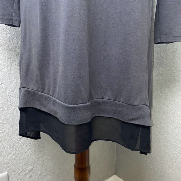 All Saints gray w/black sheer hem a sym midi dress jersey Sz M - Picture 3 of 7